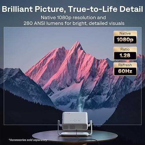 Aurzen Roku TV Smart Projector with Wifi and Bluetooth, Christmas Gifts, Roku Streaming Experience Built-in, 1080P FHD, Dolby Audio, Auto Focus & Keystone, Zoom, Movie Portable Outdoor Mini Projector thumbnail 8