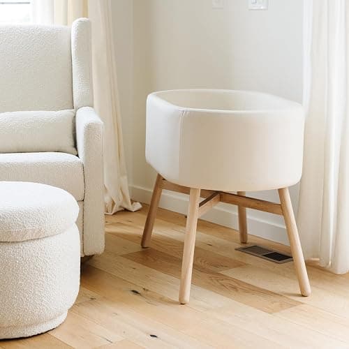 babyletto x GATHRE Capsule Bassinet in Vegan Ivory Leather, Wipeable & Water Resistant thumbnail 8