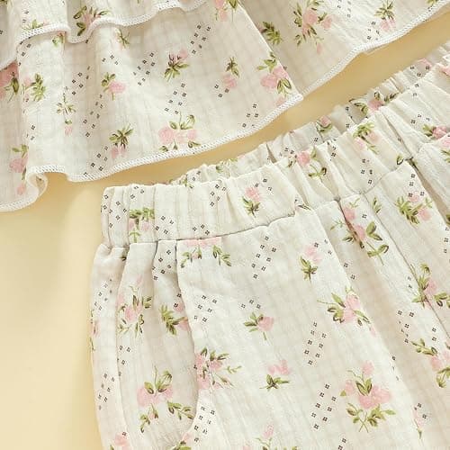 Hibabying Toddler Baby Girl Clothes Sleeveless Smocked Ruffle Tank Tops and Long Pants Summer Little Girls Outfits thumbnail 7