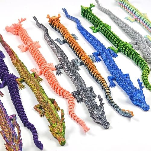 TUTHKOTH 12PCS 3D Printed Dragon Figurine Collection, 11.8 inch Dragon Statues, Random Colors thumbnail 5