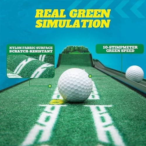 Putting Green Indoor - Golf Putting Mat with Realistic Green Speed,Dual Hazard Putting Mat, Ball Return, Velvet Surface, 8ft Practice Putting mat, Indoor&Outdoor Training Aid - Perfect Golf Gift thumbnail 4