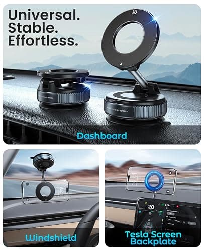 Jononser Magnetic Suction Cup Phone Mount for Magsafe, 360° Adjustable Magnetic Car Phone Holder, Pocket Size Foldable Car Mount, Cell Phone Holders for Your Car for iPhone 17 16 15 14 13 12 Series thumbnail 2