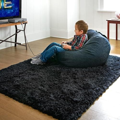 Ophanie Black Area Rugs for Bedroom Living Room, 4x6 Fluffy Fuzzy Shag Shaggy Carpet Soft Plush Furry Bedside Rug, Indoor Floor Rug for Kids Girls Boys Home Decor Aesthetic, Dorm Nursery thumbnail 8