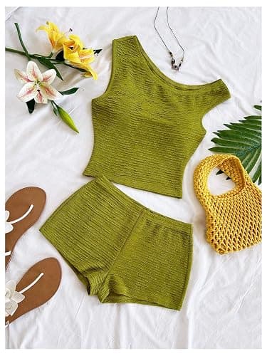 SOLY HUX Women's 2 Piece Striped Off The Shoulder Crop Tops and Mini Shorts Set Summer Y2K Going Out Outfits thumbnail 4