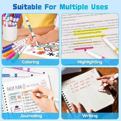 Officygnet 192 Count Washable Markers Bulk, 16 Assorted Colors, Conical Tip with Fine & Broad Line Coloring Marker for Kids, Markers Bulk for Classroom, School Art Supplies, Back to School Essentials thumbnail 7