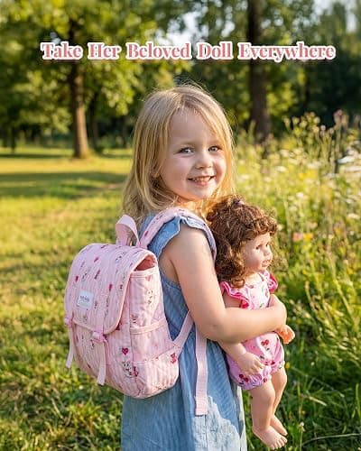 BABESIDE 9 Pcs Reborn Doll Accessories for 17-22 Inch Dolls, Diaper Bag | Diaper Bag Set with 2 Diapers, Changing Pad, Bottle, Tissue and Care Set, Great for Children's Pretend Play thumbnail 7