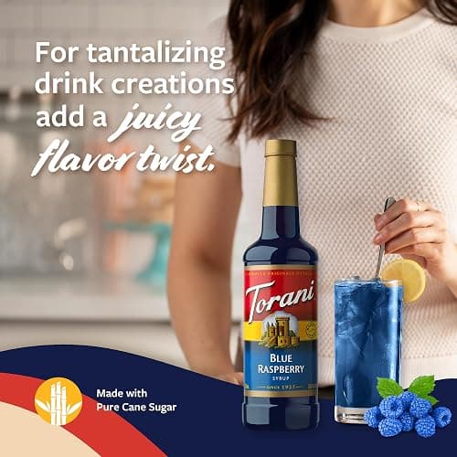 Torani Blue Raspberry Syrup for Drinks, Flavoring for Iced Tea, Lemonade, and Sodas, Pump Included, 25.4 Oz thumbnail 4