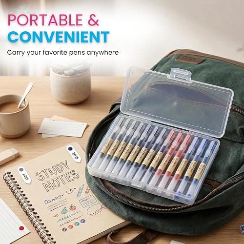 Muji 0.5mm Gel Pens - Pack of 10 Cap Type Smooth Ballpoint Pens, Fine Point Smear & Smudge-Free Gel pens for Journaling, Note Taking & Professional Office Work - Black, Blue, Red, & Dark Blue thumbnail 5