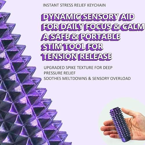 Little Ouchies Pain Fidget, Pain Stim Fidget for Adults, Spiky Sensory Stim Tool for Anxiety and Stress Relief(Black+Purple Laser) thumbnail 4