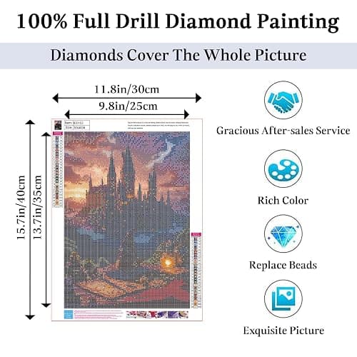 PSCH Diamond Art Kits for Adults-Magic Castle Diamond Art Painting Kits for Adults,DIY 5D Full Drill Diamond Art Perfect for Relaxation and Home Wall Decor (12x16 inch) thumbnail 2