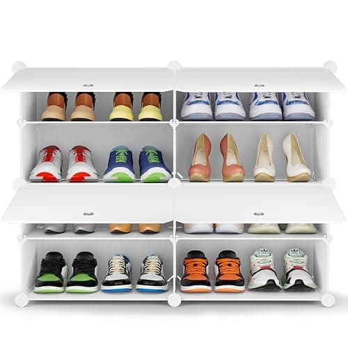 HOMIDEC Shoe Rack, 4 Tier Shoe Storage Cabinet 16 Pair Plastic Shoe Shelves Organizer for Closet Hallway Bedroom Entryway thumbnail 9