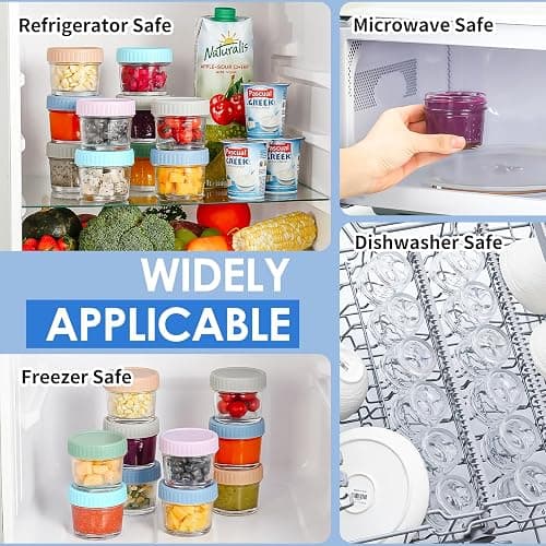 DRKIO 6 Pack Glass Baby Food Storage Containers - 4 Oz Baby Food Jars with Lids Baby Food Maker Microwave Dishwasher Freezer Safe 100% Leak Proof BPA Free Reusable thumbnail 7