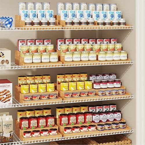 Expandable Bamboo Can Rack Organizer for Pantry, 3-Tier Adjustable Can Storage Holder, Soda Organizer Holds Up to 24 Cans, Canned goods Storage Display for Pantry, Cabinet, Countertop (patent pending) thumbnail 2