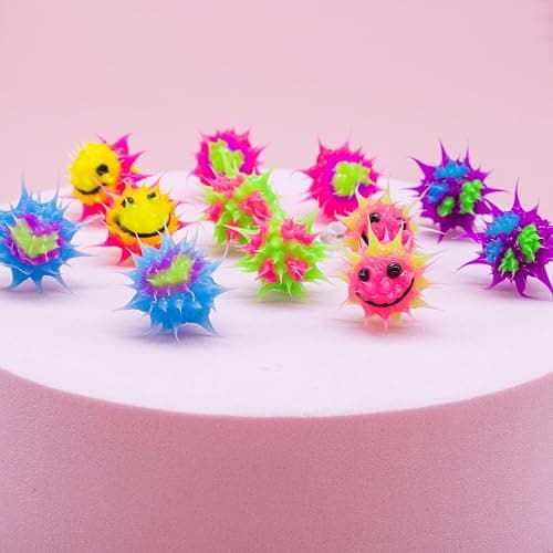 6 Spike Earrings for Women - Silicone Stud Earrings Set, Kawaii Smiley Face Earring Pack for Adults, Funk Rave Heart Earrings, Womens Y2K 90s Peace Sign Earring thumbnail 3