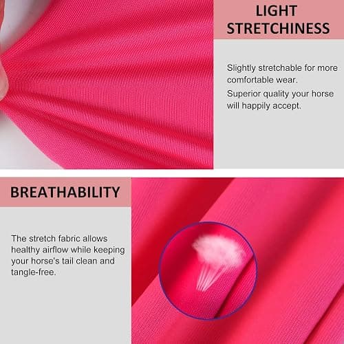 Harrison Howard Stretchy Horse Tail Guard - Breathable & Protects - Slip On Design - 2 Strand Closure - 22" L Light Pink thumbnail 2