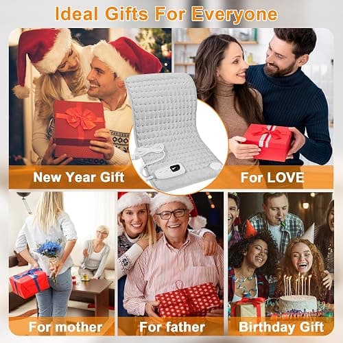 Deepsoon Heating Pad,Electric Heating Pads for Back,Neck,Abdomen,Moist Heating Pad for Shoulder,Knee,Arms,Legs,Dry/Moist Heat & Auto Shut Off,Birthday Gifts for Men and Women,Light Gray,24x12 Inch thumbnail 10
