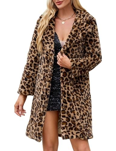 Rixiland Women's Faux Fur Coat Fuzzy Warm Winter Overcoat Long Fur Jackets Outerwear with Pockets - Image 1