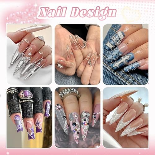 1-3MM Mini Small Nail Beads Metal Caviar Bead Silver Nail Charms and Gems Ball, Nail Chain for Nail Art Accessories Supplies Silver Rhinestones for Women Manicure thumbnail 4