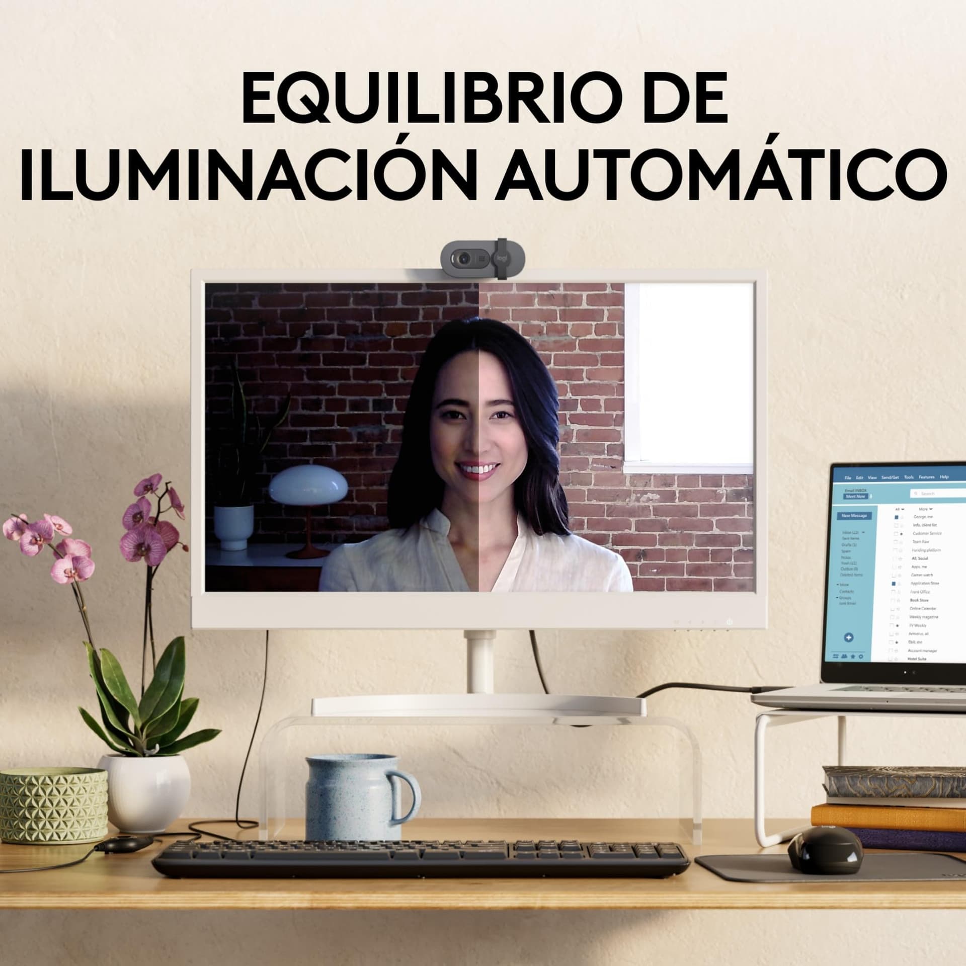 Logitech Brio 100, cámara Web Full HD para reuniones y Streaming, Equilibrio iluminación automático, micrófono Integrado, Tapa de privacidad, USB-A, para Microsoft Teams, Google Meet, Zoom - Grafito thumbnail 3