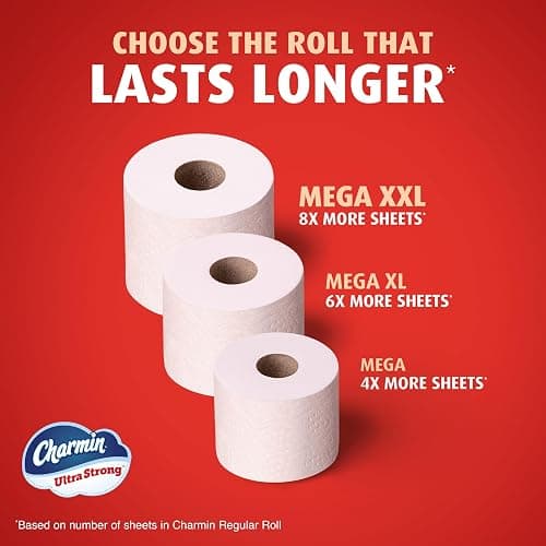 Charmin Ultra Strong Toilet Paper, 18 Mega XL Rolls = 108 Regular Rolls thumbnail 7