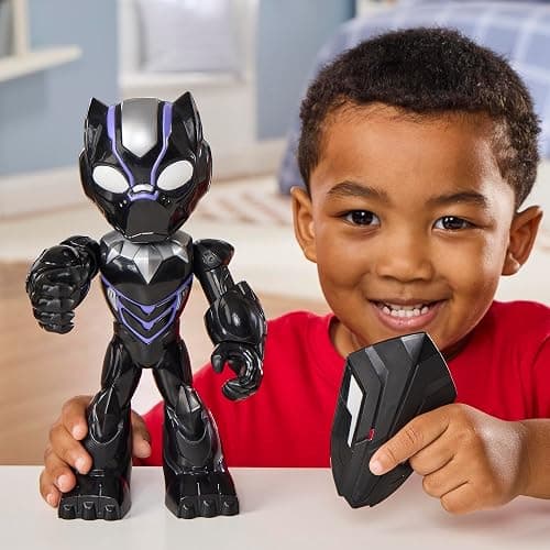 IRON MAN AND HIS AWESOME FRIENDS Marvel Supersized Black Panther Action Figure, 9-Inch (22.8 CM) Super Hero Toys for Kids, Ages 3+ thumbnail 4