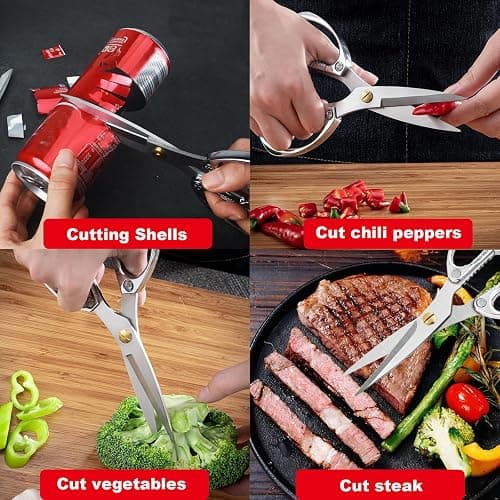 AUDAMI 2 Pack Kitchen Shears,Heavy Duty Stainless Steel All-Purpose Poultry Meat Scissors for Cooking-Dishwasher Safe thumbnail 6