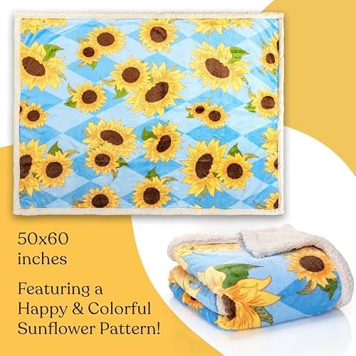 Sunflower Throw Blanket - 50x60 Inch Lightweight, Ultra Soft, and Cheerful - Beautiful Sunflower Gifts for Women - Decor for Bedroom or Living Room thumbnail 2