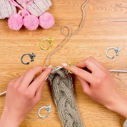 DTOFOOT 6pcs Knitting Dragon Crochet Loop Ring for Fingers Metal Open Yarn Guide Crochet Rings Adjustable Braided Faster Knitting Thimbles Holders Accessories for Crochet Mother Grandma Gifts with Box thumbnail 2