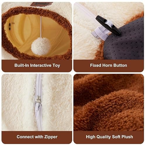 ZOMISIA Cat Tunnel Bed for Indoor Cats, Cute Cat Donut Toy Tunnel for Small Large Cats with Washable Circle Cushion, Peekaboo Pet Cave Play Tunnel for Kitten, Puppy, Navy Blue thumbnail 2