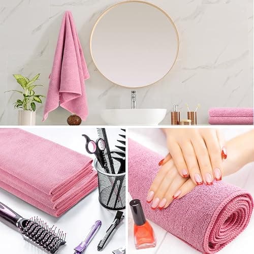 Panelee 36 Packs of Bleach Proof Towels Microfiber Absorbent Salon Towels Bleach Resistant Salon Hand Towels for Gym, Bath, Spa, Shaving, Shampoo, Home Hair Drying, 16 x 28 Inches (Pink) thumbnail 6