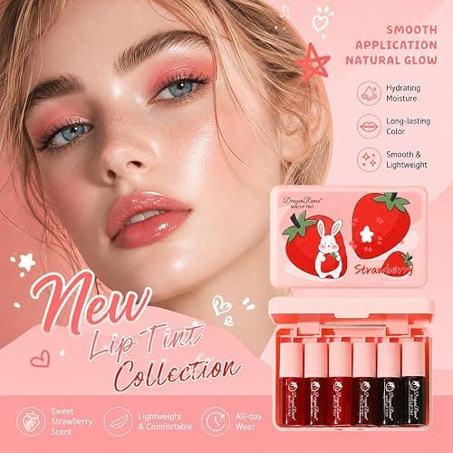 6 Colors Lip Tint Stain Set, Korean Makeup Lip Stain for Girls, Cute Stuff | Multi-use Lip and Cheek Tint, Moisturizing Mini Liquid Lipstick, Long lasting Non-Stick Cup Waterproof, Lip Color Makeup thumbnail 9