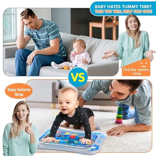 Infinno Inflatable Tummy Time Water Mat, Baby Sensory Toys 3-24 Months | Leakproof play surface, builds neck and core strength, fills and drains fast, portable design, easy travel thumbnail 3