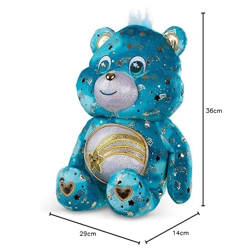 Basic Fun Care Bears 35cm Glowing Belly Plush – Wish Bear – Soft Eco-Friendly Toy with Light-Up Belly Badge – Comforting Collectible for Kids & Fans thumbnail 3