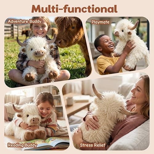 25" | 4.5 Pounds Highland Cow Weighted Stuffed Animals for Kid Adult, Microwavable Stuffed Animal Unscented, Cute Coolable Heatable Weighted Plush Warm Gifts for Christmas Birthday, Large Highland Cow thumbnail 9