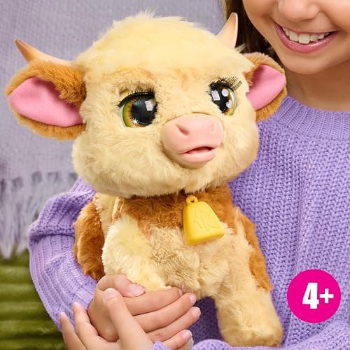FurReal Maggie The Feed & Follow Cow, 11 Inch Interactive Highland Mini Cow, for Boys and Girls, Ages 4 and up thumbnail 8