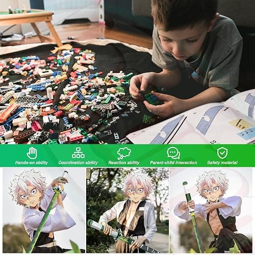 Jorumo Swords Building Sets for Adults and Kids, 39in Shinazugawa Sanemi Sword Building Block with Scabbard and Stand, Anime Building Toy Katana Gift, 788 Pcs thumbnail 5