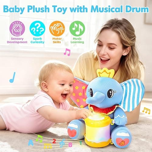 Hodurgyi Baby Toys 6-12 Months, Elephant Musical Plush with Lights, ABCs, Animal Sounds, Numbers, Infant Early Learning Toy,Christmas Birthday Gifts for 6+ Month Boys &Girls thumbnail 3