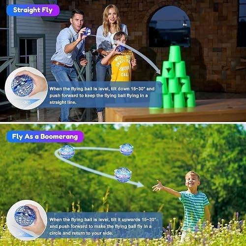 MERRYHOME 2025 Flying Orb Ball Toy: Boomerang Hover Ball Flying Toys, Magic RGB Lights Controller Mini Drone, Floating Ball Toy Fly Spinners Cool Stuff for Kids Adults Birthday Gift (Pink) thumbnail 6