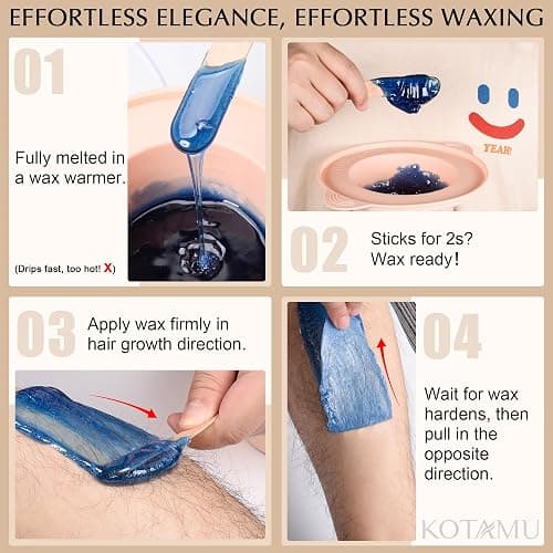 KOTAMU Waxing Kit for Women & Men, Wax Warmer for Hair Removal, Digital Wax Kit with Silicone Pot，Ideal for Face Eyebrow Arm Legs Armpit &Sensitive Skin, Bloomy Waxing Machine for Home Salon Use thumbnail 5