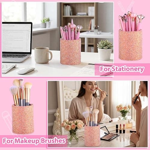 BESARTE 9 Pcs Pink Pens With Pen Holder for Desk, Fancy Pens Pink Mom Gifts Desk Accessories for Weddings Parties Mothers Day Gifts for Mom Wife thumbnail 7
