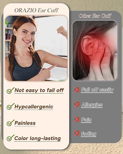ORAZIO 20/25Pcs Ear Cuff Set Damen Ohrmanschette Ohrringe Earcuffs Set Helix Knorpel Ohrmanschette Ohne Ohrloch Wickelohrring Fakepircings Ohr Cuffs Ohrklemme thumbnail 7