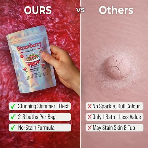 Stsfybaths Red Shimmer Bath Bomb in A Bag - Handmade Strawberry Scented Bath Bombs for Women, Kids and Men - Bulk Bathbomb Fizzies Perfect for Boys and Girls All Ages (Small, Red) thumbnail 3
