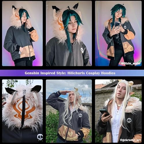 Cosfun Hilichurls Cosplay Hoodies Genshin Impact Hoodie Full Zip Up Hoodie IF0004 thumbnail 3