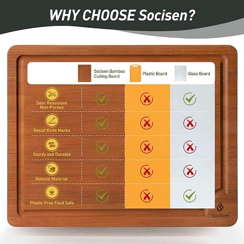 3 Packs Bamboo Cutting Board Set with Non Slip Feet Holder and Over Sink Nice Solid Thick Wood Juice Groove Chopping Board Extra Large Big Small Best Hardwood Kitchen Organic Vegetable Meat BBQ Kit thumbnail 7