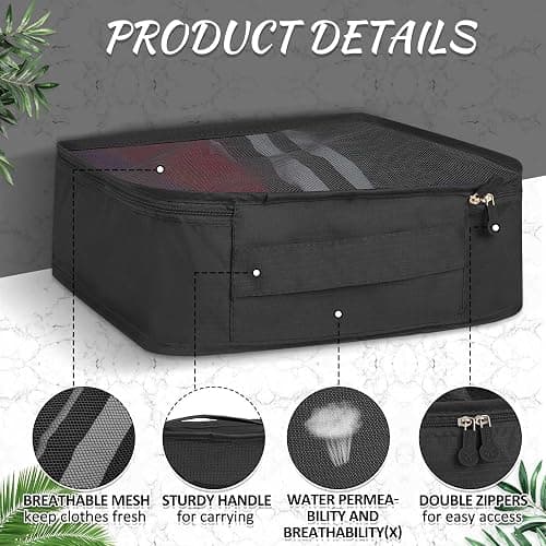 Silkfly 12 Pcs Packing Cubes for Travel,XL, L, M,Classic,Black | Large Mesh Organizer for Suitcase Luggage, Compression Style, Hiking Camping Trips, Lightweight Durable Space Maximizer thumbnail 3