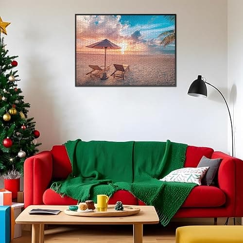 Rocorose 1000 Piece Jigsaw Puzzle, Inspirational Beach Puzzles for Adults and Families, Tropical Ocean Sunrise Sunset Scene Nature Puzzle, HD Quality Challenging Landscape Photo Puzzle Games thumbnail 8