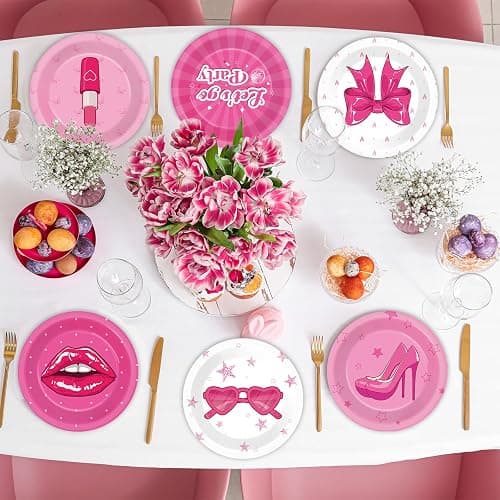 60Pcs 7 Inch Hot Pink Paper Plates Pink Princess Party Supplies Let's Go Party Birthday Decorations Hot Girls Disposable Tableware Dessert Plates for Girls Women Birthday Bachelorette Bridal Shower thumbnail 7