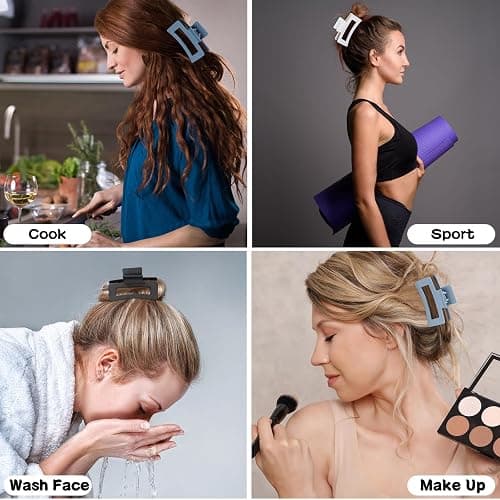 Sisiaipu 12 Pcs Medium Hair Clips, 3.5 Inch Square Claw Clips for Thick and Thin Hair - Blue thumbnail 7