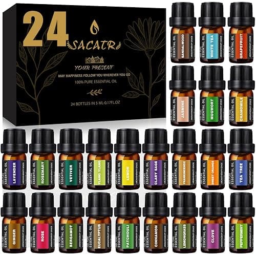 24 Bottles Essential Oil Set - Natural Essential Oils - Perfect for Diffuser, Massage, DIY Candle and Soap Making (5ml) - Image 1