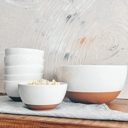 Mora Ceramic Small Dessert Bowls - 16oz, Set of 6 - Microwave, Oven and Dishwasher Safe, For Rice, Ice Cream, Soup, Snacks, Cereal, Chili, Side Dishes etc - Microwavable Kitchen Bowl, Vanilla White thumbnail 7